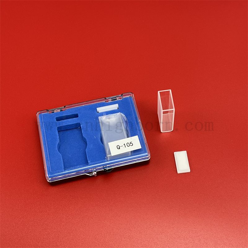 Strumento di laboratorio Spettrofotometro a cellule di vetro ottico standard Q105 Cuvetta in quarzo trasparente con fondo rotondo