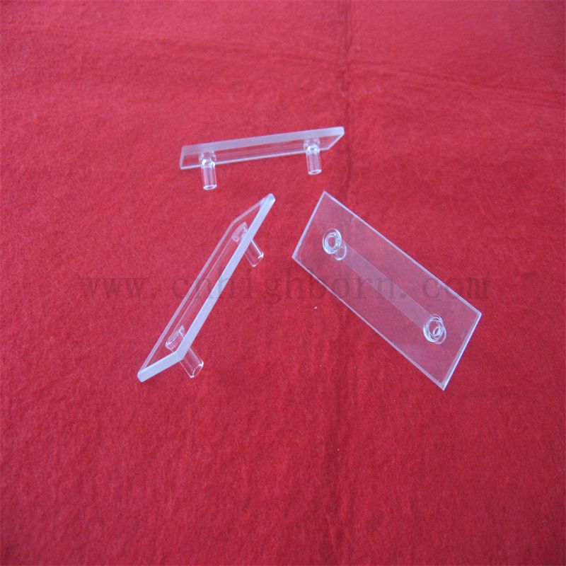 Cuvetta in quarzo a flusso resistente alla forma personalizzata con connettore a tubo corto