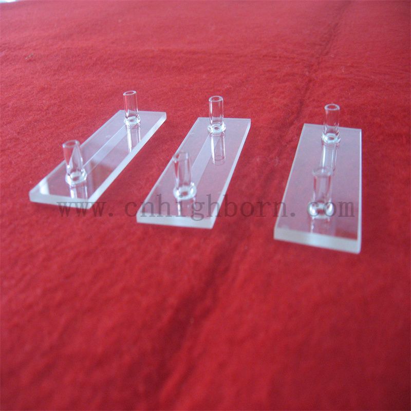 Cuvetta in quarzo a flusso resistente alla forma personalizzata con connettore a tubo corto