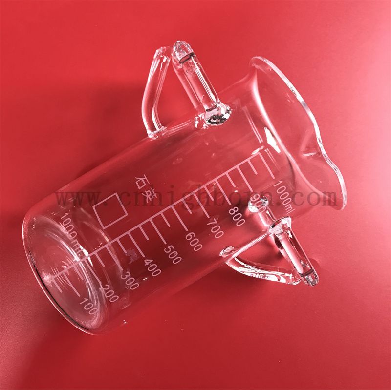 quartz beaker with handle becher con manico
