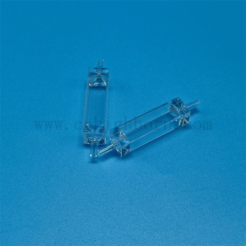 Cella di flusso ottico in vetro in vetro in vetro in vetro in vetro chiaro personalizzato per ambiente con tubo di collegamento