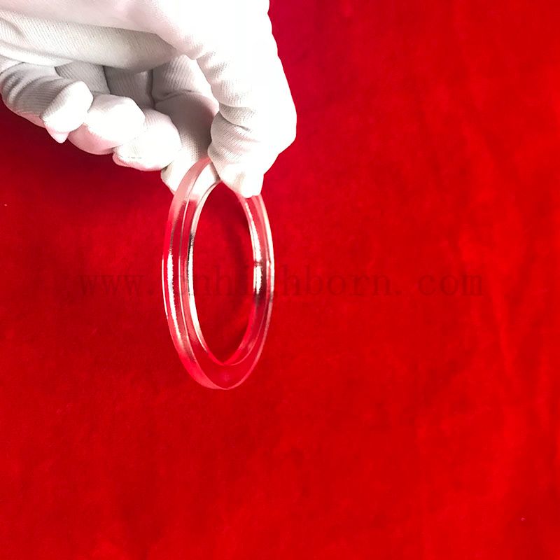 Flangia di piccole dimensioni al quarzo in silice fuso trasparente per applicazioni a semiconduttore