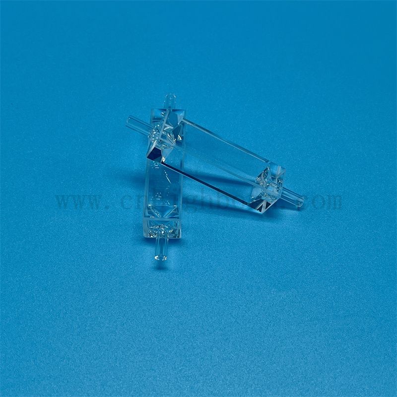 Cella di flusso ottico in vetro in vetro in vetro in vetro in vetro chiaro personalizzato per ambiente con tubo di collegamento