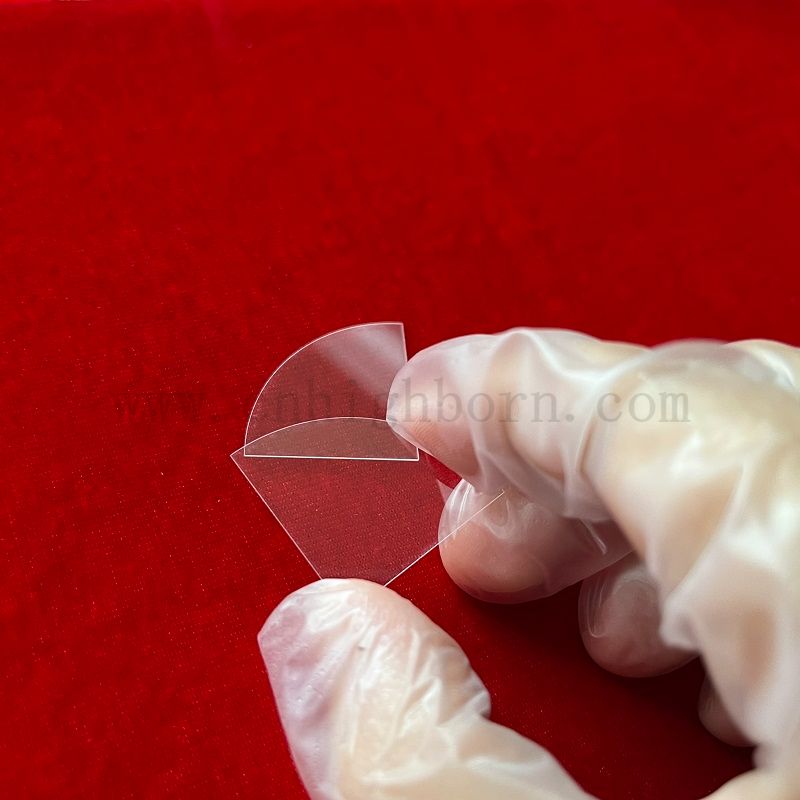 Finestra UV in silice fusa personalizzata Fusa Finestra ottica a forma di ventola vetro in quarzo