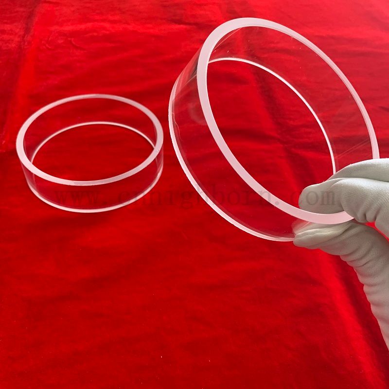 Flangia di base di base in vetro in quarzo in silice fuso trasparente per l'industria 