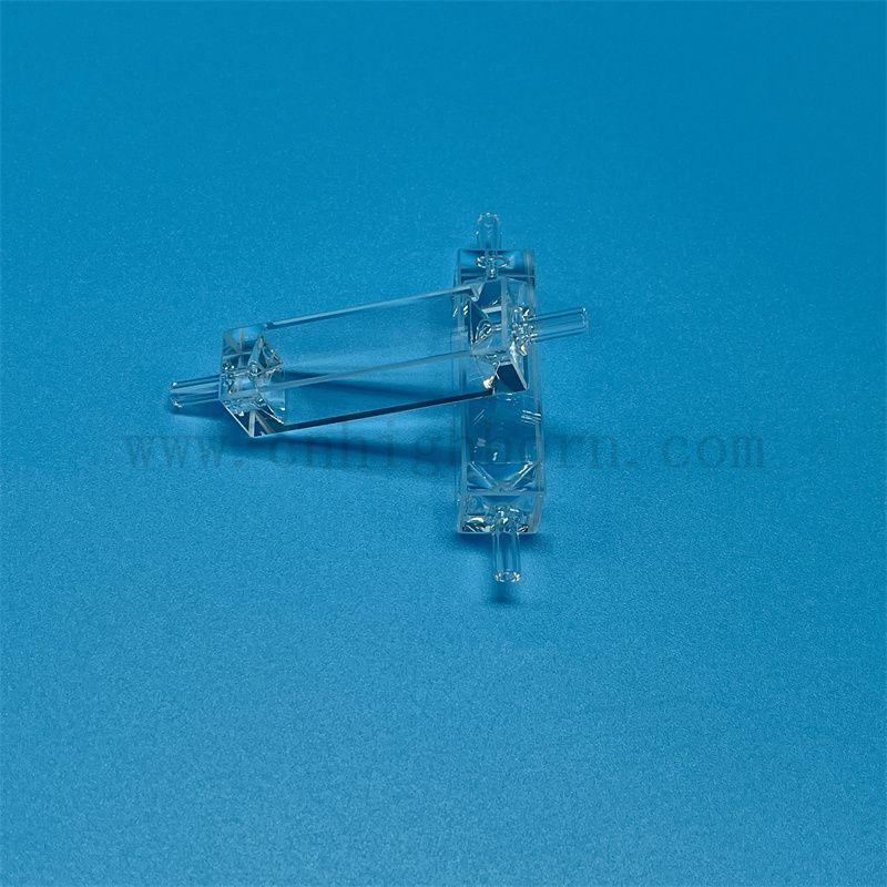 Cella di flusso ottico in vetro in vetro in vetro in vetro in vetro chiaro personalizzato per ambiente con tubo di collegamento