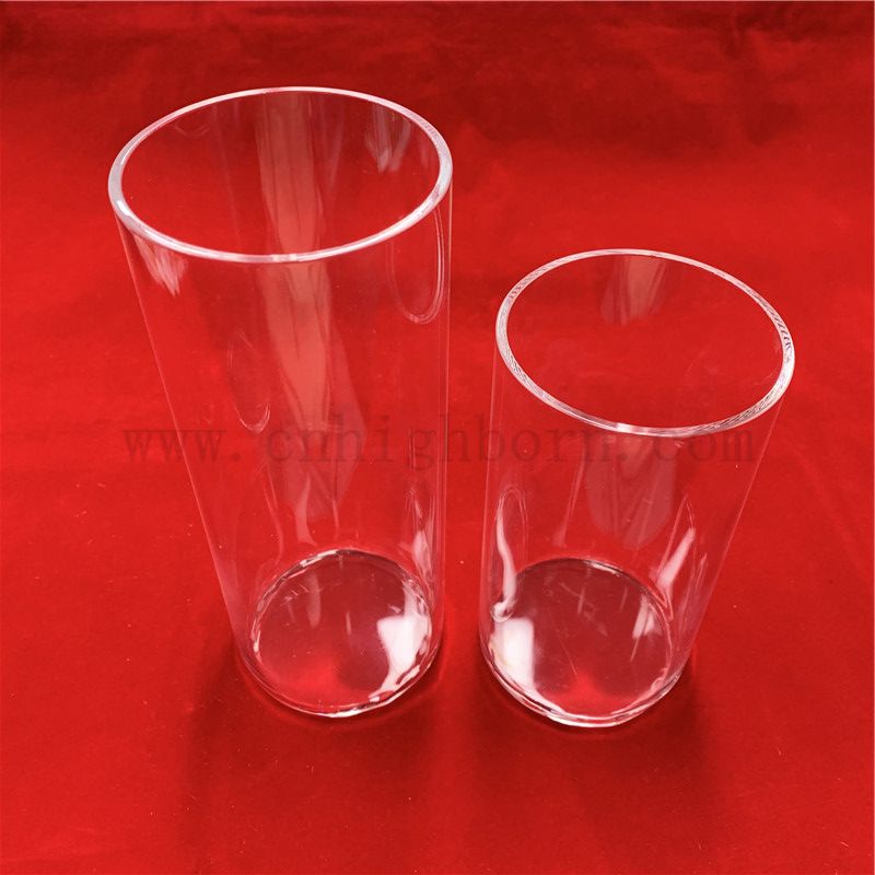 Resistenza al calore tubo di vetro in quarzo trasparente personalizzato con fondo piatto