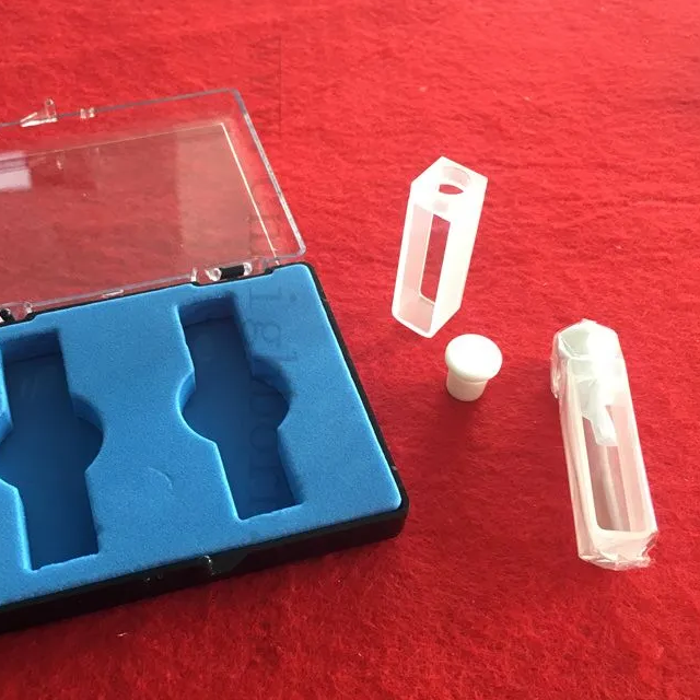 Q114 Cellula standard 2 lati di apertura quadrata trasparente Laboratorio UV 10 mm Lunghezza in quarzo Cuvetta di vetro ottico