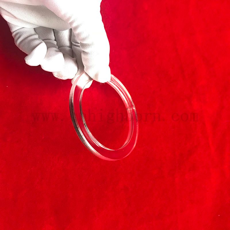 Flangia di piccole dimensioni al quarzo in silice fuso trasparente per applicazioni a semiconduttore