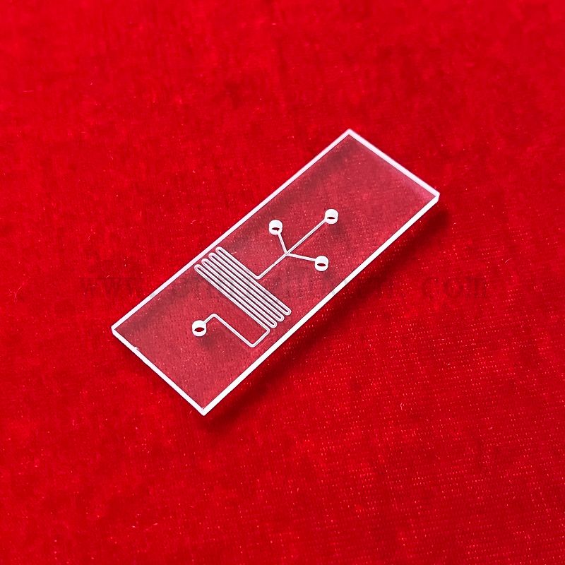 Chip microfluidico in vetro al quarzo per rilevamento di spettrofotometria ultravioletta del microreattore