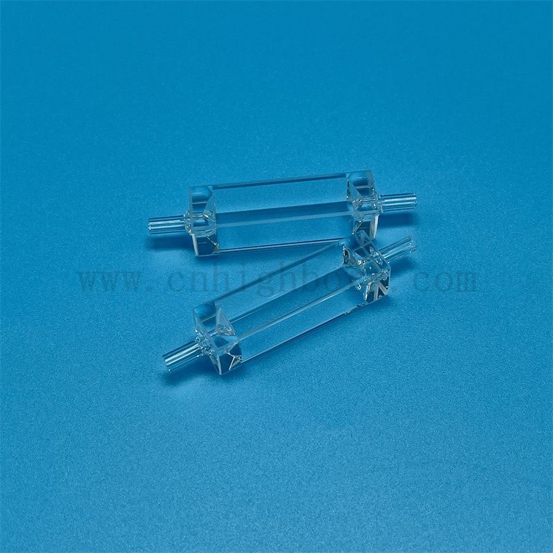 Cella di flusso ottico in vetro in vetro in vetro in vetro in vetro chiaro personalizzato per ambiente con tubo di collegamento