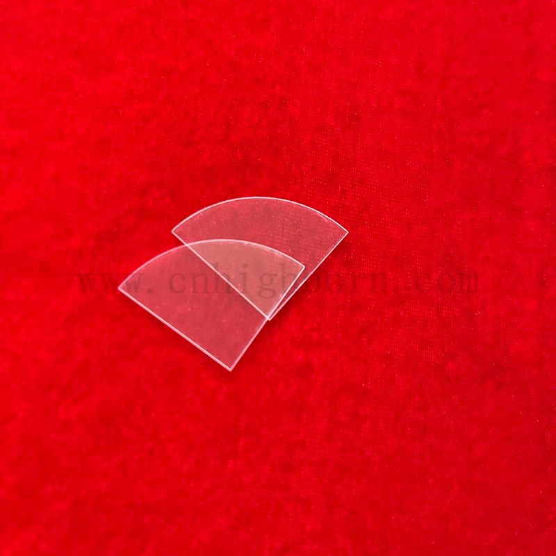 Finestra UV in silice fusa personalizzata Fusa Finestra ottica a forma di ventola vetro in quarzo