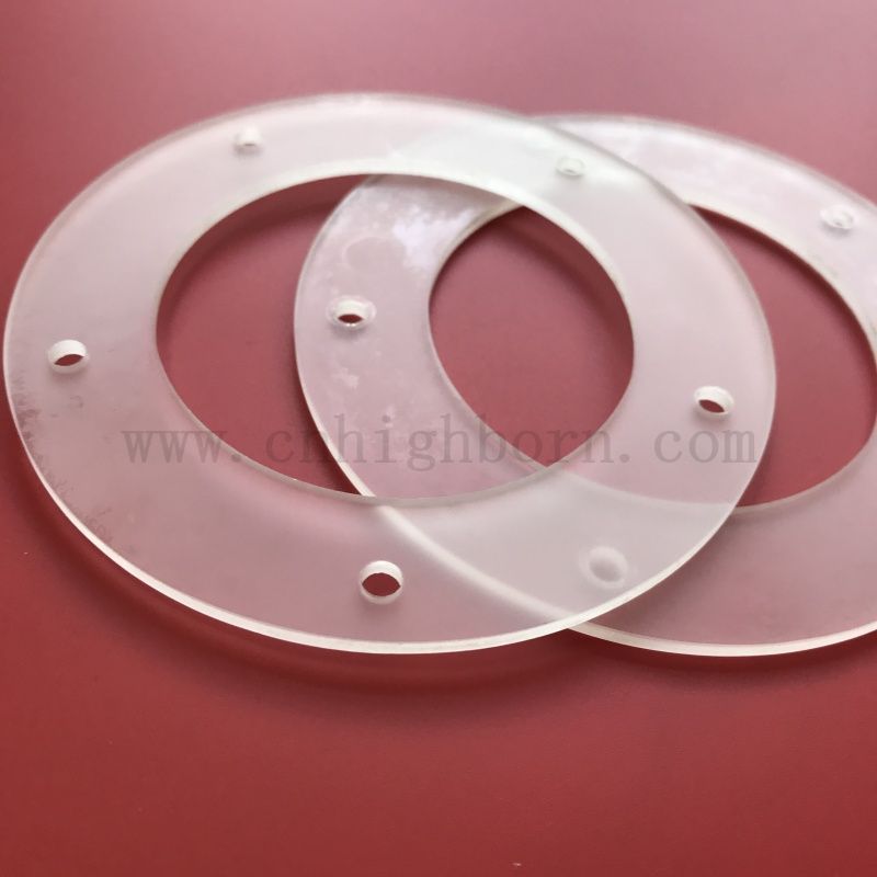 Flangia di vetro in quarzo gelida personalizzata con foro per il riscaldamento 