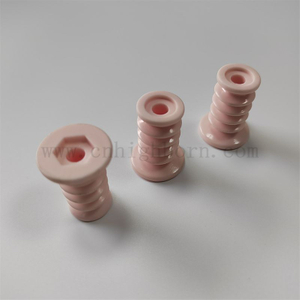 Rullo in ceramica di allumina con parte della puleggia filettata in tessuto rosa resistente all'usura Al2O3