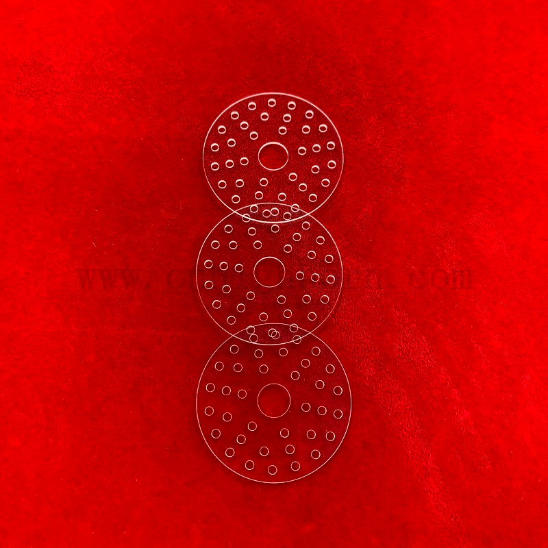 Piatto di silice in fuso trasparente perforato lucidati personalizzato