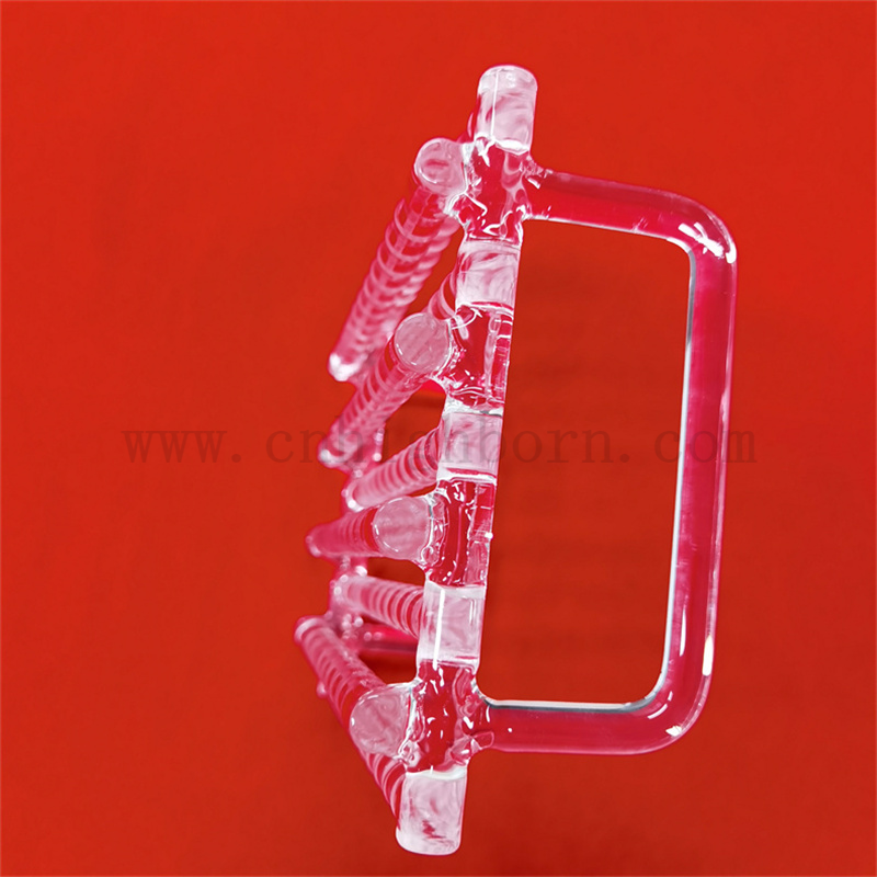  Laboratorio di ricerca in quarzo strumento trasparente contenitore in vetro in quarzo trasportatore di barche al quarzo trasparente con manico per semicduttore