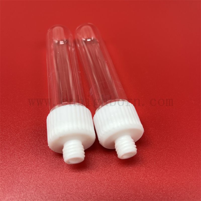 Tubo di prova in vetro in quarzo trasparente personalizzato con coperchio avvitato