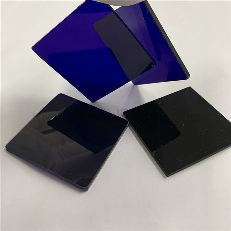 Osservazione a forma di fiamma quadrata personalizzata Cobalt Blue Filter Glass piastra