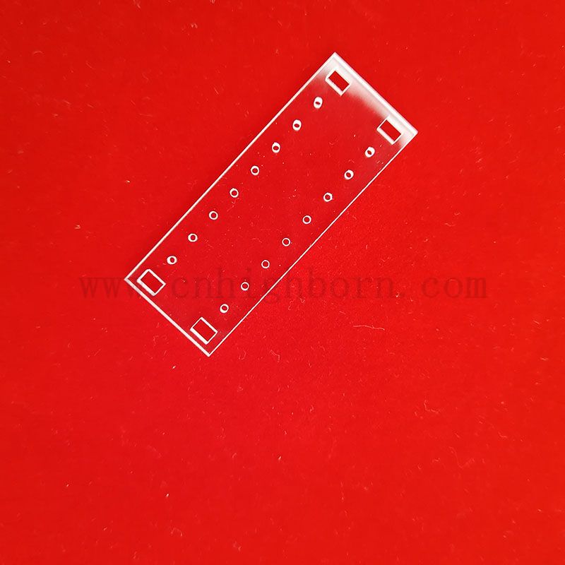 Slide di vetro al quarzo in silice ottico fuso UV con foro