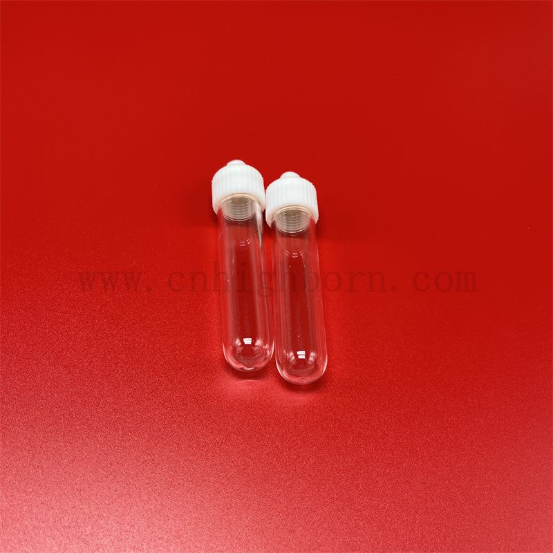 Tubo di prova in vetro in quarzo trasparente personalizzato con coperchio avvitato