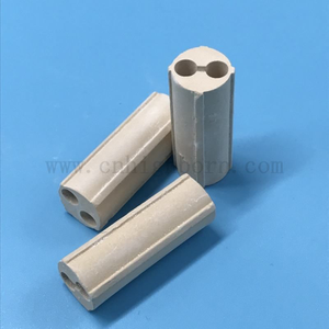 Tubo isolante ceramico MgO personalizzato Corpo in ossido di magnesio con 2 fori