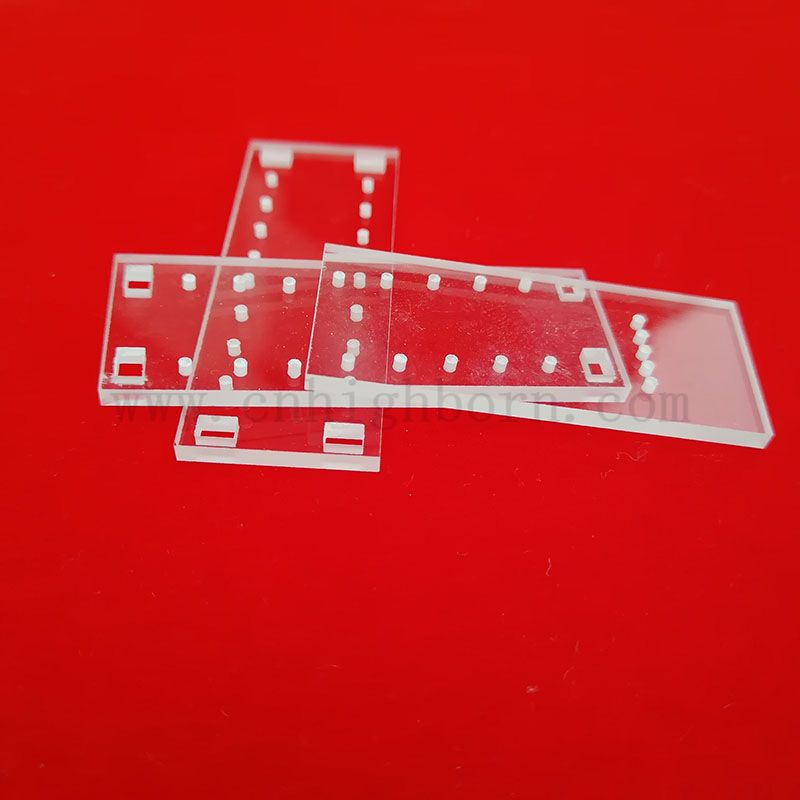 Slide di vetro al quarzo in silice ottico fuso UV con foro