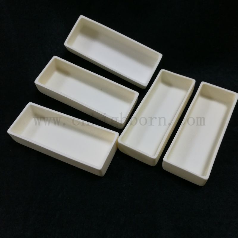 Barca a combustione ceramica corindica refrattaria 99% al2o3 riscaldamento ceramico crogiolo per la fusione di laboratorio