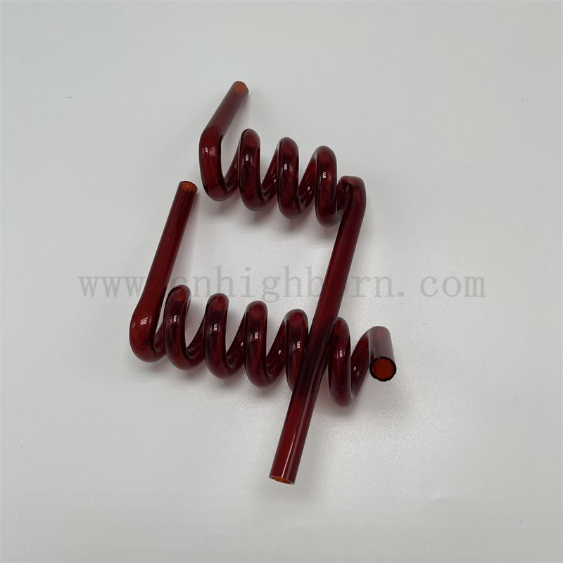 Tubo di vetro in silice in silice a spirale rosso personalizzato
