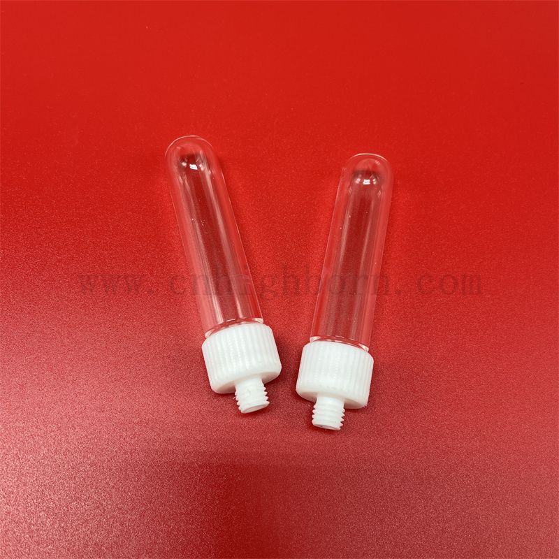 Tubo di prova in vetro in quarzo trasparente personalizzato con coperchio avvitato