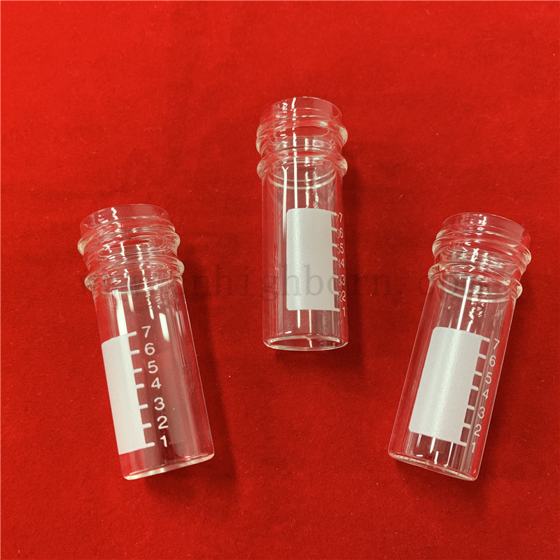  Tubo di prova in vetro in silice in silice trasparente personalizzato con fondo piatto