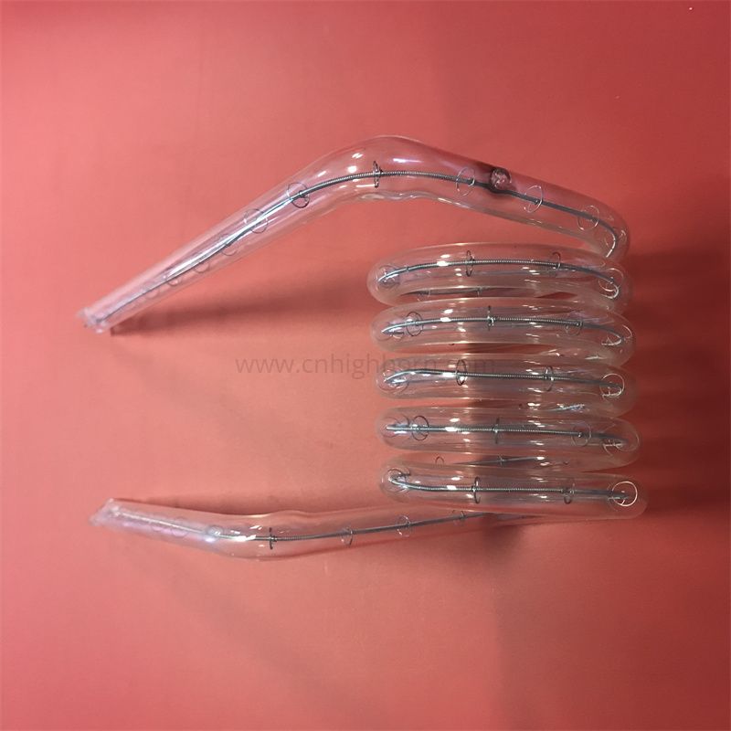 Tubo a spirale in vetro di quarzo con silice fusa per riscaldamento 