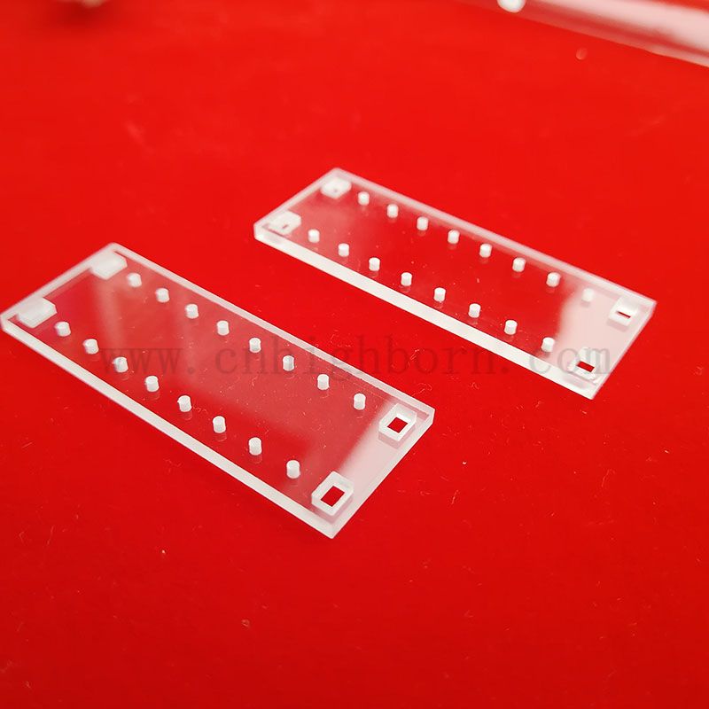 Slide di vetro al quarzo in silice ottico fuso UV con foro