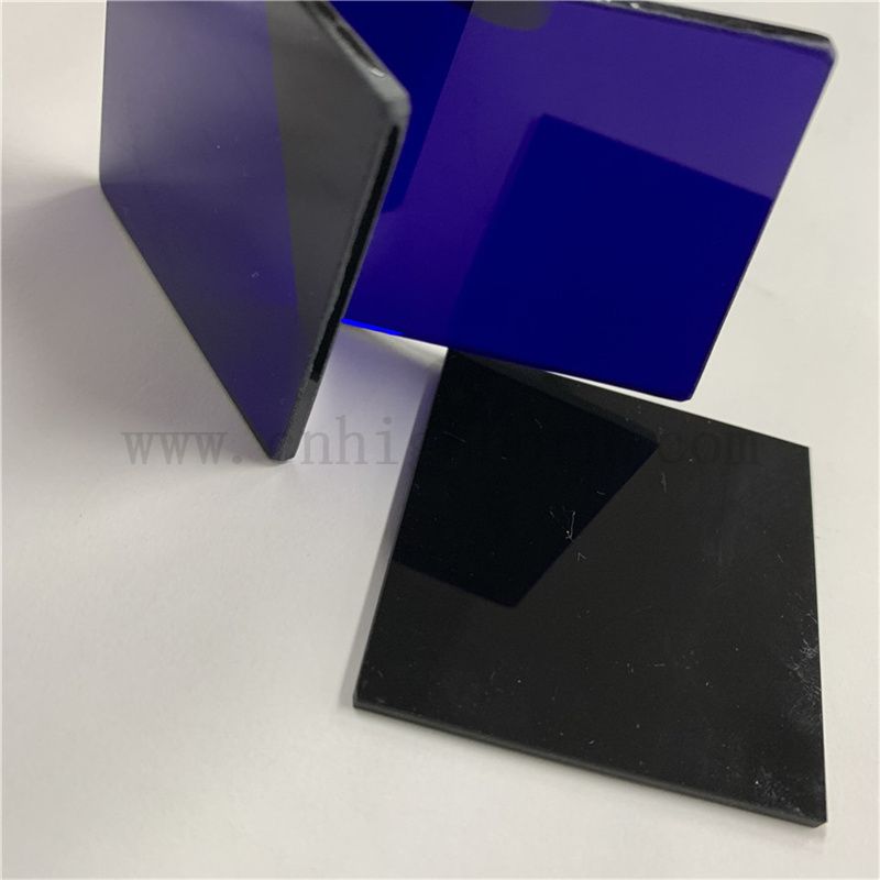 Osservazione a forma di fiamma quadrata personalizzata Cobalt Blue Filter Glass piastra