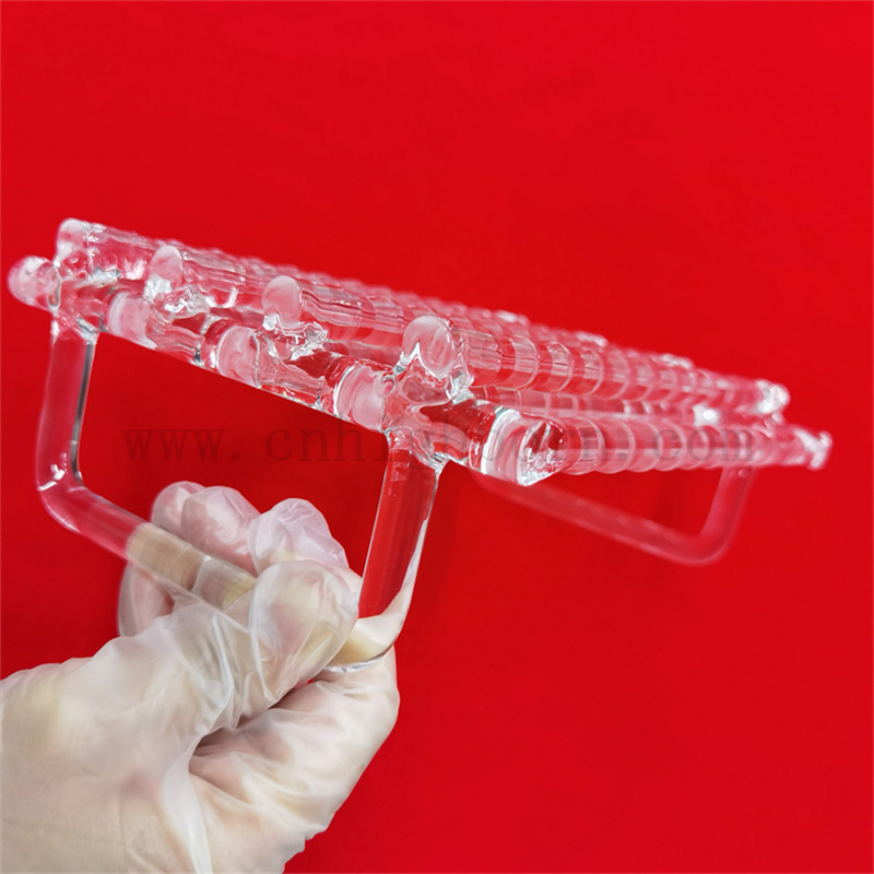  Laboratorio di ricerca in quarzo strumento trasparente contenitore in vetro in quarzo trasportatore di barche al quarzo trasparente con manico per semicduttore