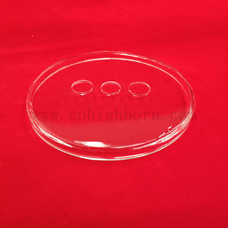 Perforazione laser trasparente tre fori in vetro in vetro disco rotondo