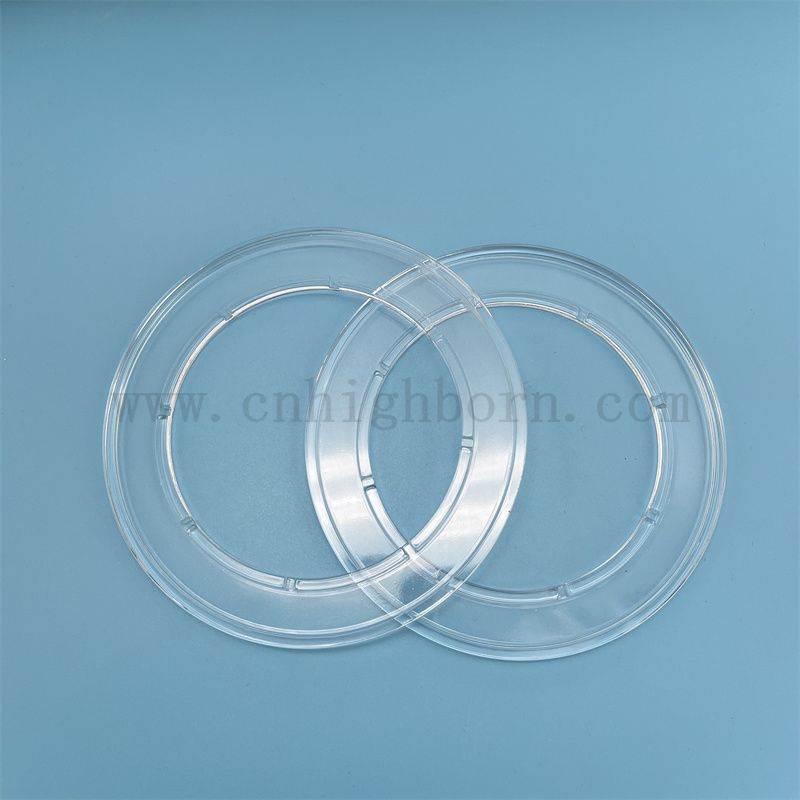 Anello di vetro in silice in gambia trasparente in quarzo trasparente di alta qualità con foro per applicazioni industriali