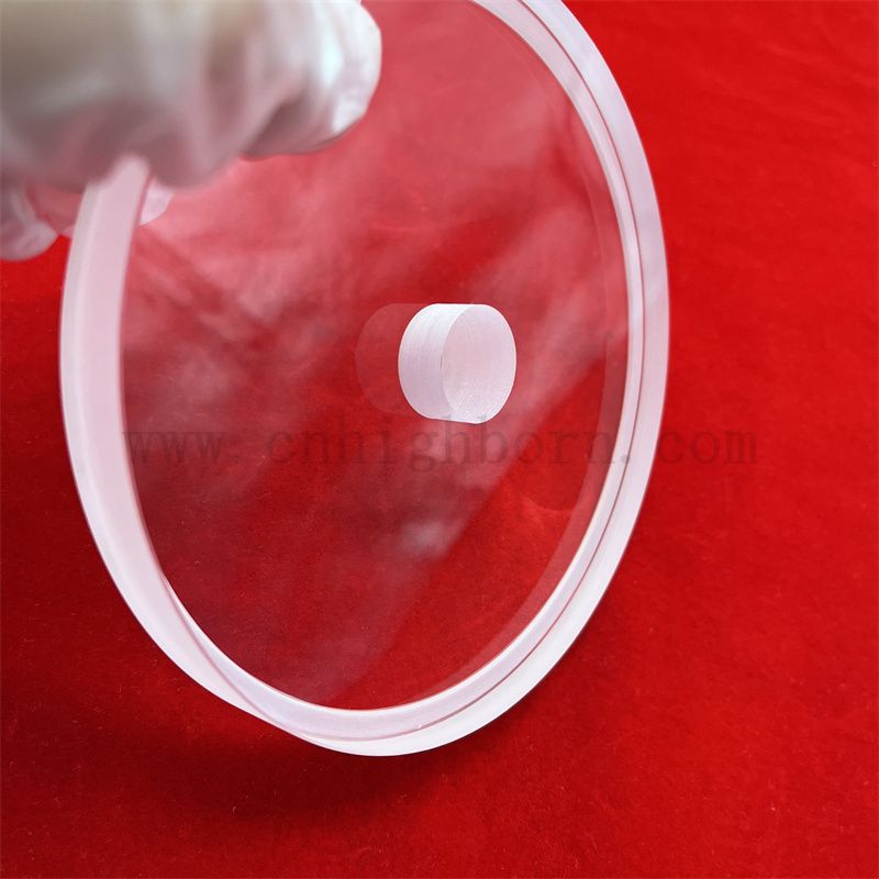 Piastra di vetro in quarzo a spessa rotonda a temperatura profonda ad alta temperatura con foro