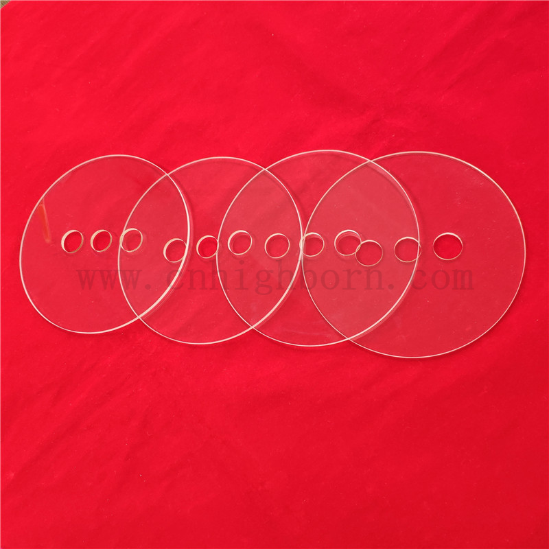 Disco di quarzo UV trasparente perforato lente ottico