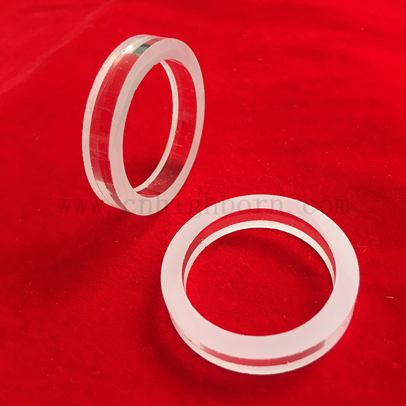 Flangia di vetro in silice in silice in silice fusa tagliata a taglio.