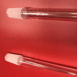Tubo in vetro fuso al quarzo trasparente di dimensioni personalizzate con estremità maschio sabbiate