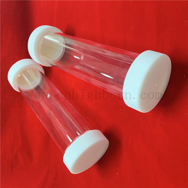 Tubo di prova in vetro al quarzo in silice trasparente con estremità avvitati