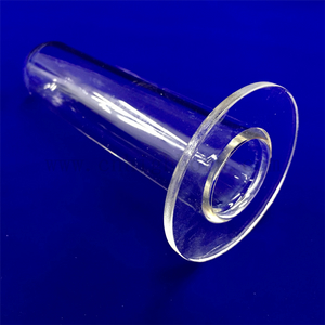 Tubo in vetro di silice trasparente con fondo tondo trasparente personalizzato con flangia al quarzo