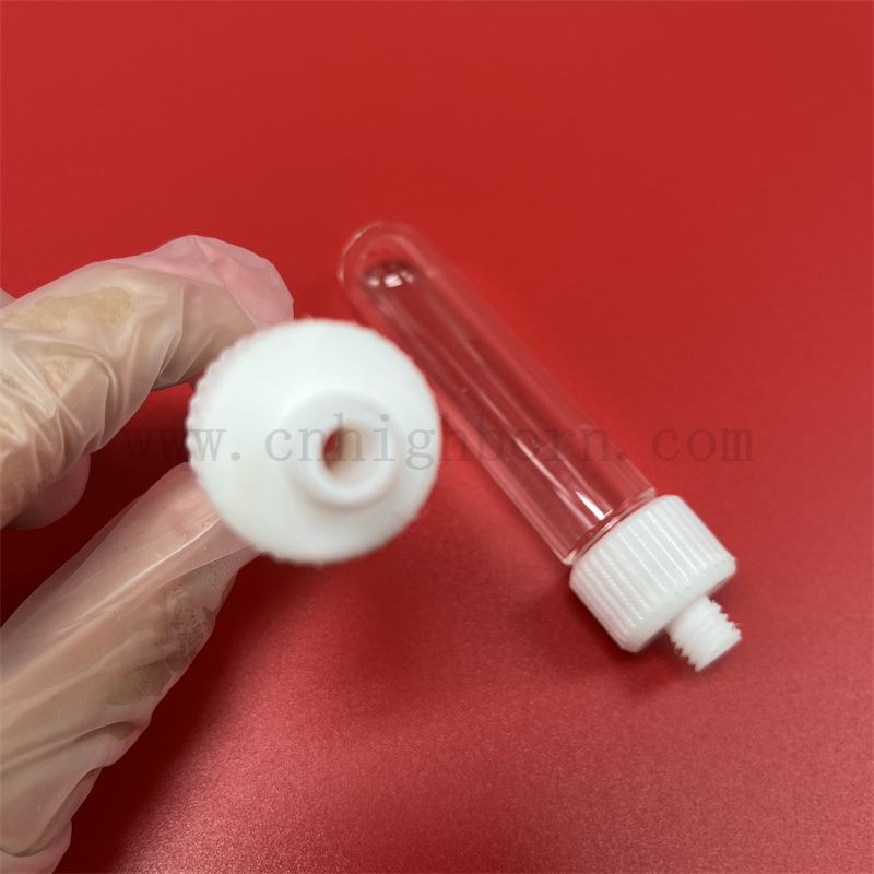 Tubo di prova in vetro in quarzo trasparente personalizzato con coperchio avvitato