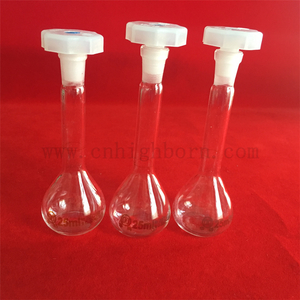 Bottiglia per matraccio volumetrico in vetro borosilicato trasparente da laboratorio con parte superiore sigillata