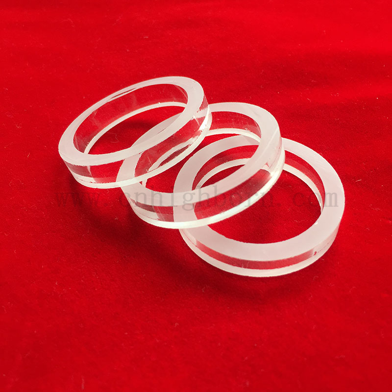 Flangia di vetro in silice in silice in silice fusa tagliata a taglio.