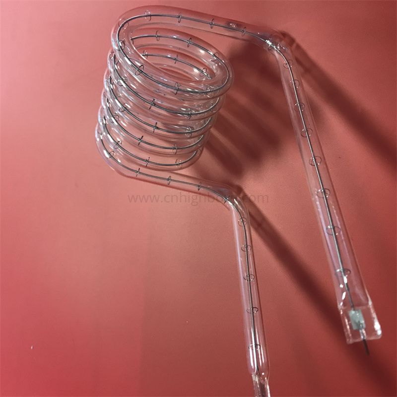 Tubo a spirale in vetro di quarzo con silice fusa per riscaldamento 