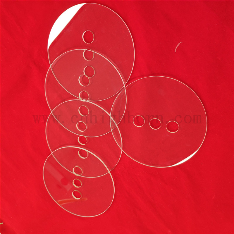 Disco di quarzo UV trasparente perforato lente ottico