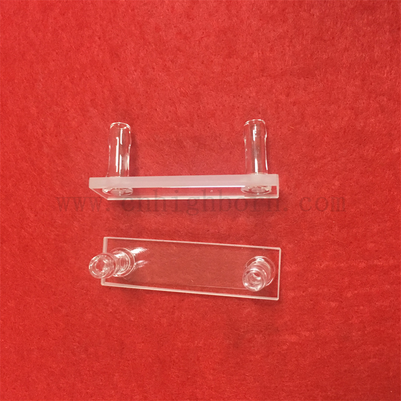 Strumento ottico laboratorio Cuvetta di vetro a cella di flusso di cuvetta in quarzo con connettore a tubo corto