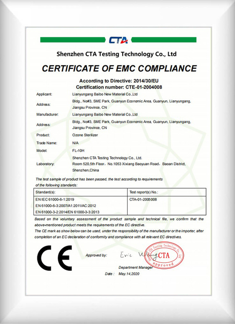 certificato di ceramica di allumina industriale