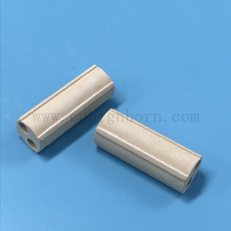 Tubo isolante ceramico MgO personalizzato Corpo in ossido di magnesio con 2 fori